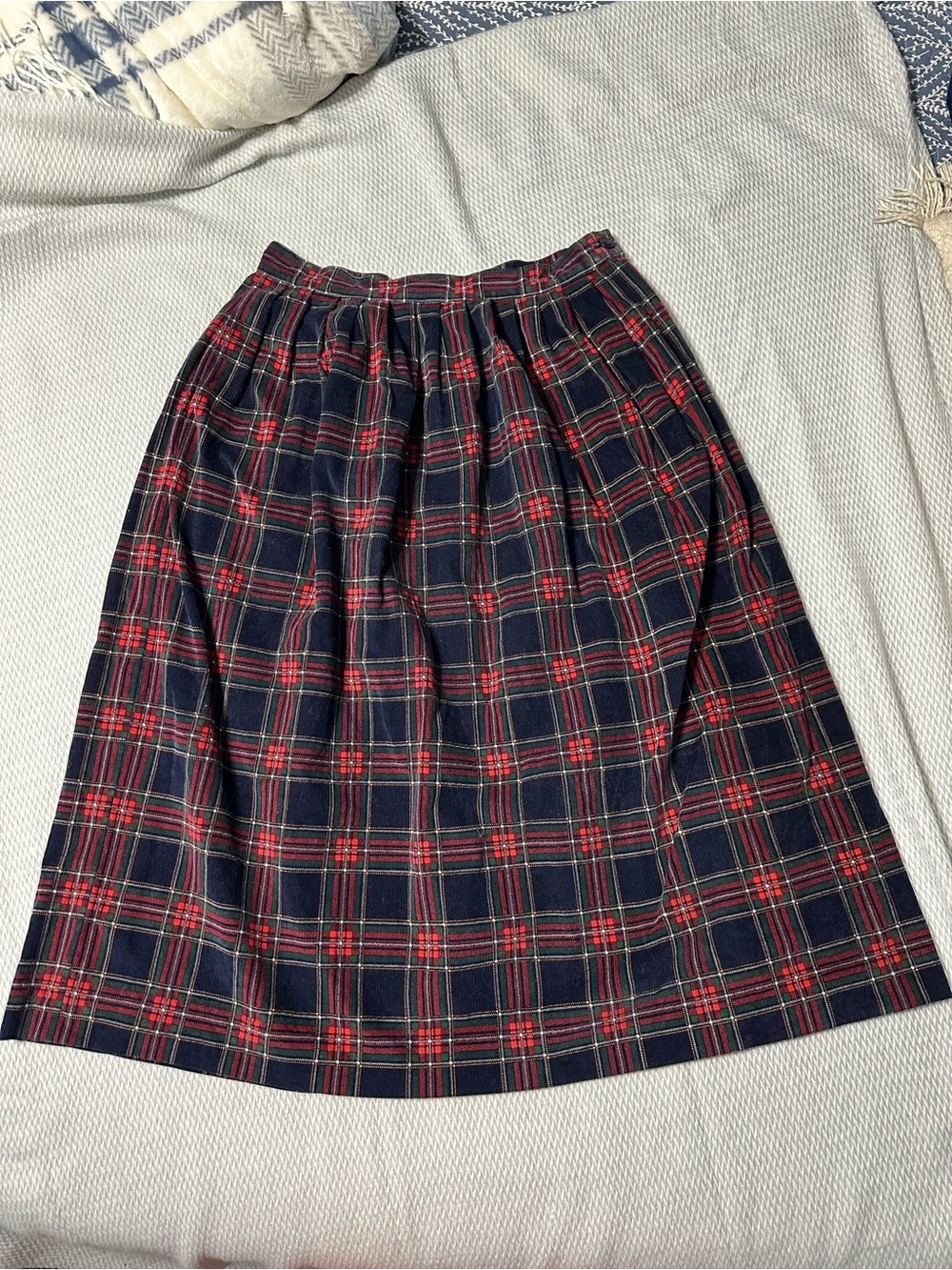 Vintage Charter Club by Jane Justin Navy and Red Plaid Midi Skirt